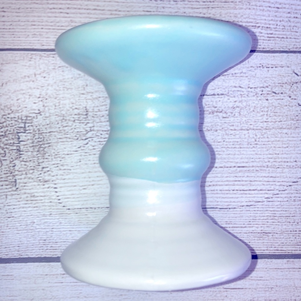 Candle Holder light blue and white